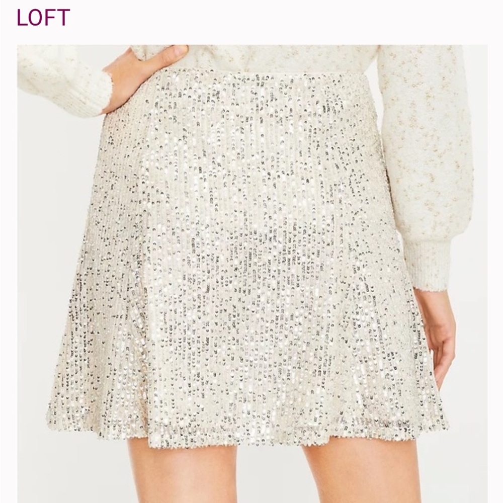 Silver sparkle sequin skirt size 4 NWT